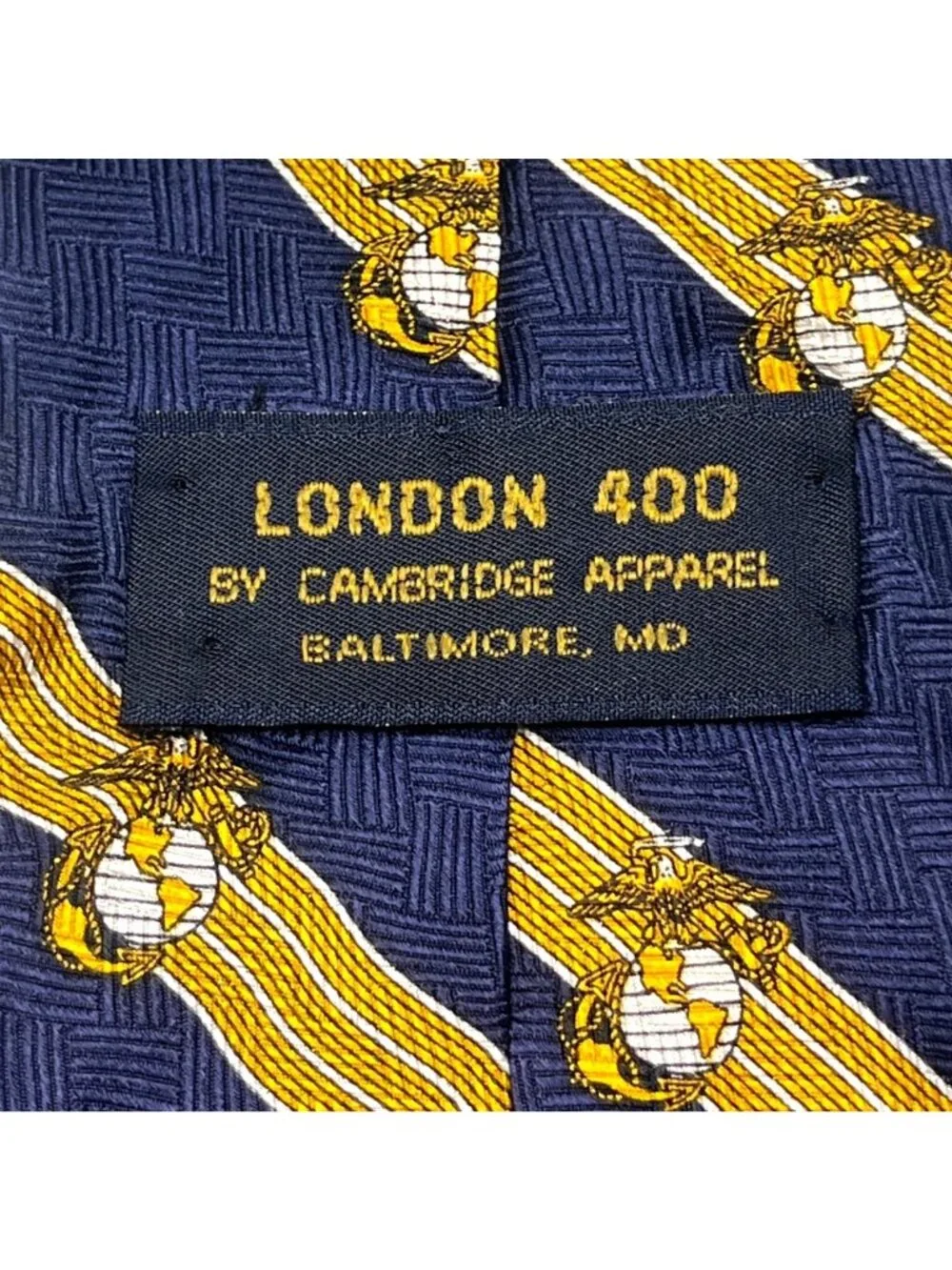 London 400 Cambridge Apparel Navy & Gold Silk Tie W Marine Corps Emblem (3/$15)